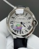 Cartier Ballon Bleu 42mm Silver Dial, Black Leather Strap (WSBB0026)