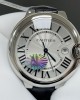 Cartier Ballon Bleu 42mm Silver Dial, Black Leather Strap (WSBB0026)