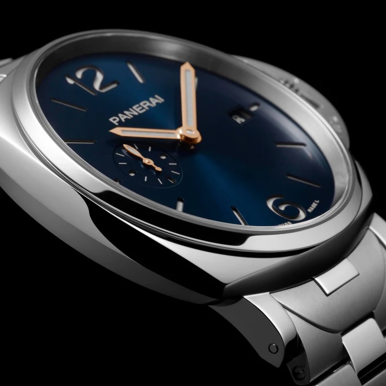 PANERAI Luminor Due 42 mm steel steel bracelet with double face clasp blue dial with arab./Index automatic